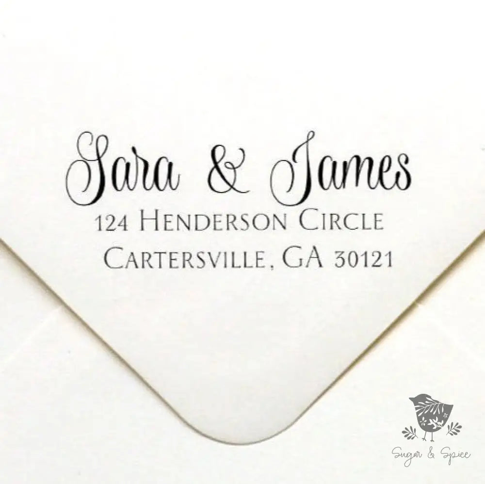 Sara Elegant Address Stamp - Premium Craft Supplies & Tools > Stamps & Seals > Stamps from Sugar and Spice Invitations - Just $28! Shop now at Sugar and Spice Paper