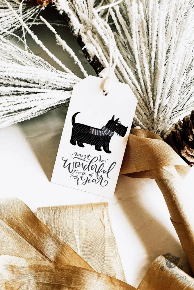 Scottish Terrier Dog Christmas Gift Tag - Premium Craft Supplies & Tools > Party & Gifting > Labels, Stickers & Tags > Tags from Sugar and Spice Invitations - Just $24! Shop now at Sugar and Spice Paper