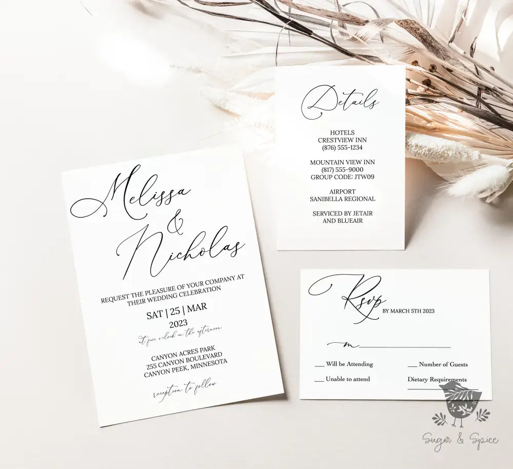 Simple Elegant Wedding Invitation Suite - Premium from Sugar and Spice Invitations - Just $2.10! Shop now at Sugar and Spice Paper