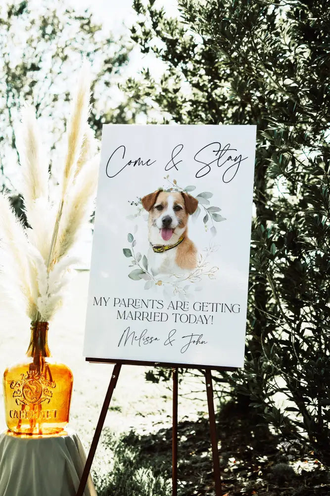 Sit and Stay Pet Welcome Sign - Premium from Sugar and Spice Invitations - Just $35! Shop now at Sugar and Spice Paper