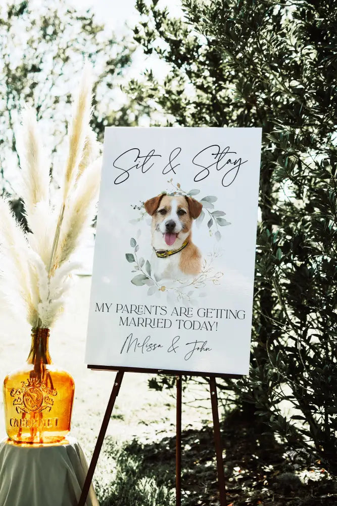 Sit and Stay Pet Welcome Sign - Premium from Sugar and Spice Invitations - Just $35! Shop now at Sugar and Spice Paper