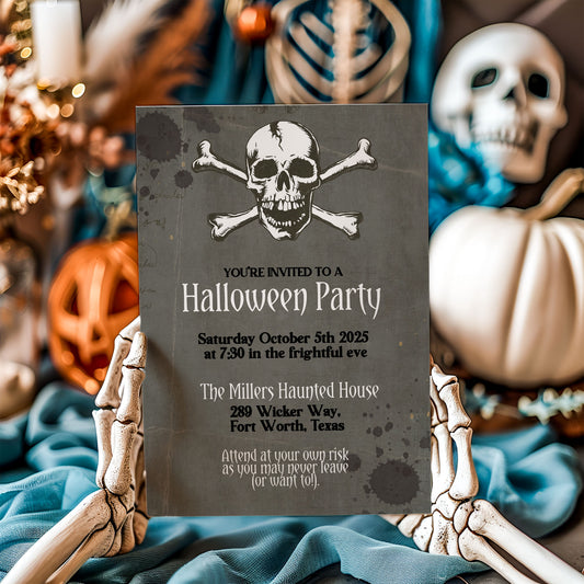 Skull and Crossbones Halloween Invitation