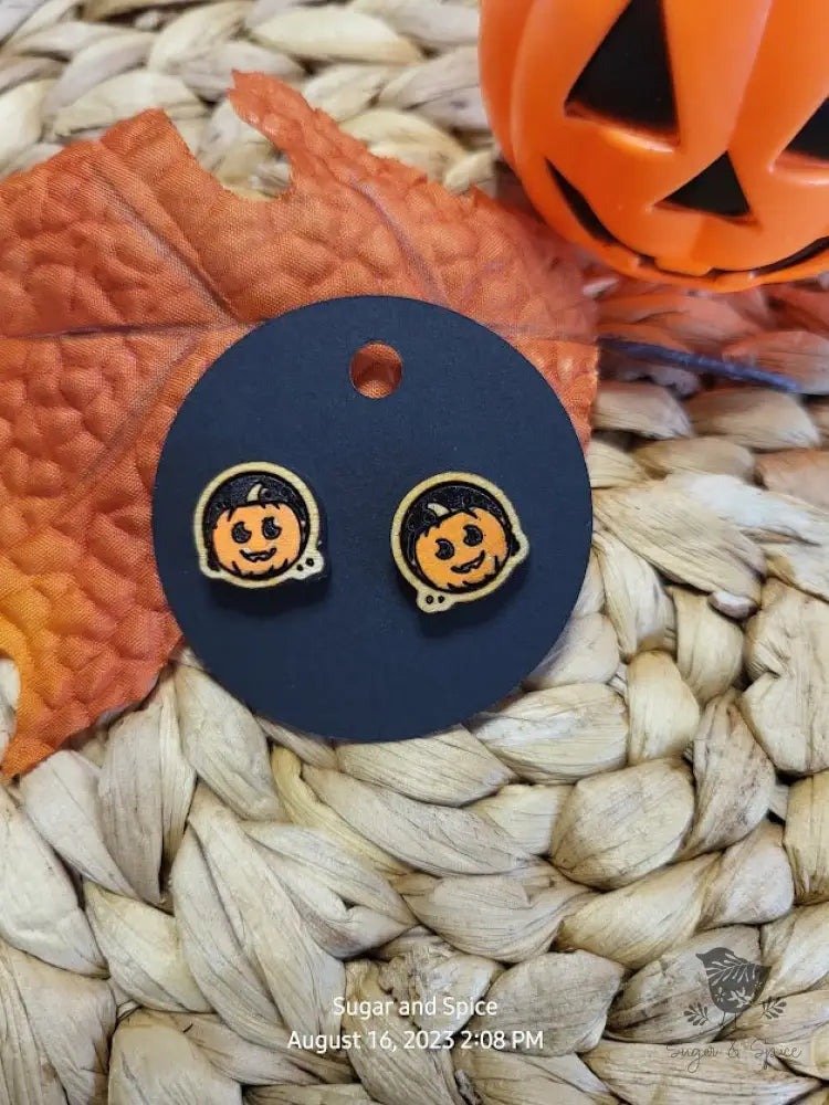 Spooky Pumpkin Halloween Stud Earrings - Premium  from Sugar and Spice Invitations - Just $6! Shop now at Sugar and Spice Paper