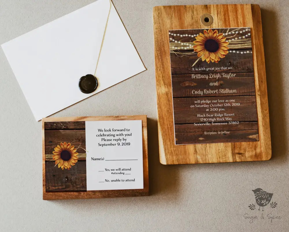 Sunflower Country Barn Wedding Invitation Suite - Premium from Sugar and Spice Invitations - Just $2.15! Shop now at Sugar and Spice Paper