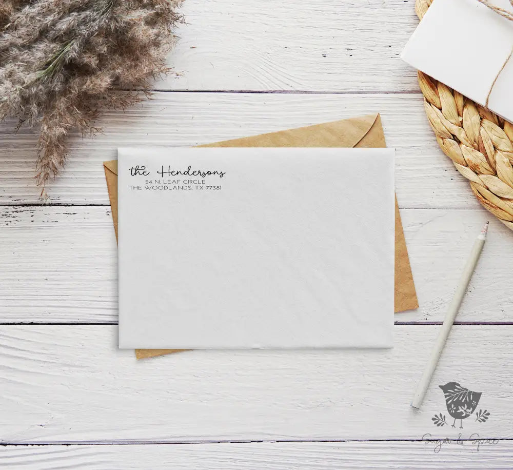 Sunflower Hendersons Personalized Address Stamp - Premium Craft Supplies & Tools > Stamps & Seals > Stamps from Sugar and Spice Invitations - Just $38! Shop now at Sugar and Spice Paper
