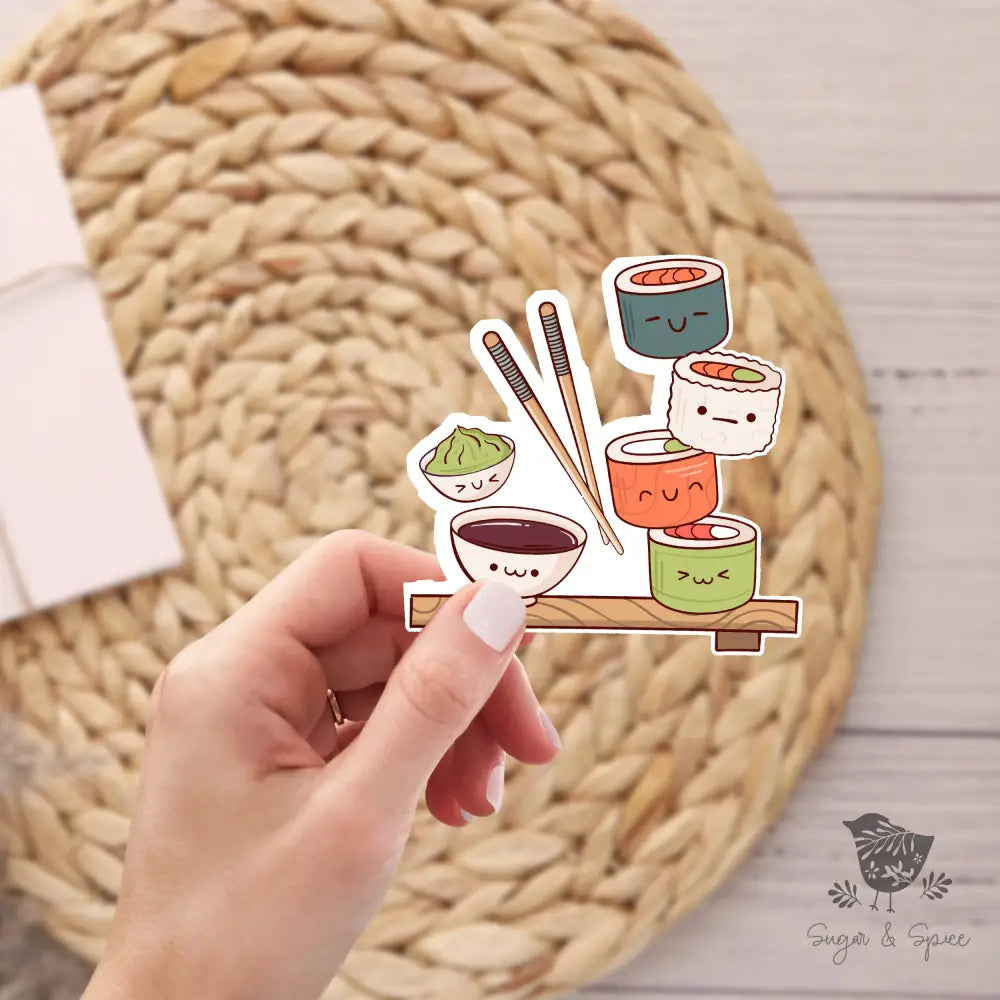 Sushi Fun Waterproof Sticker - Premium  from Sugar and Spice Invitations - Just $2.40! Shop now at Sugar and Spice Paper