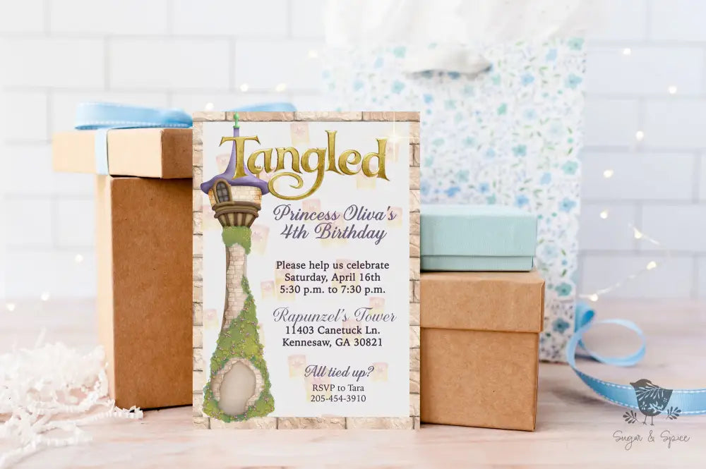 Tangled Rapunzel Princess Birthday Invitation - Premium Digital File from Sugar and Spice Invitations - Just $1.95! Shop now at Sugar and Spice Paper