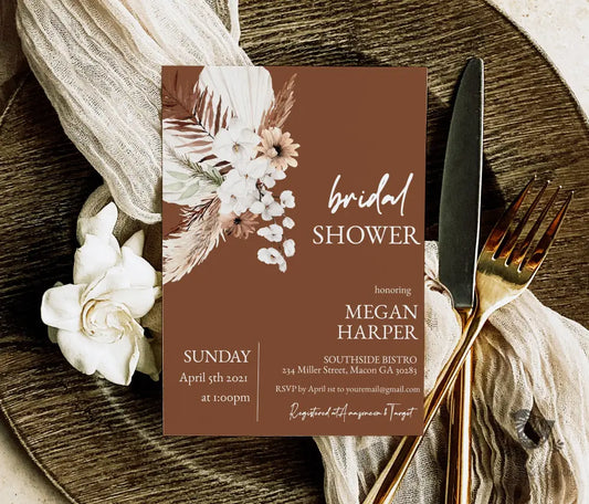 Terracotta Boho Bridal Shower Invitation - Premium  from Sugar and Spice Invitations - Just $1.95! Shop now at Sugar and Spice Paper