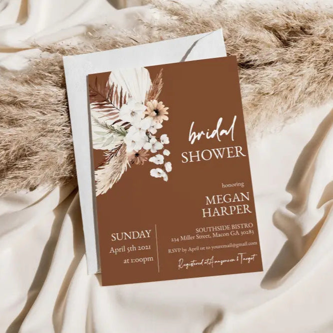 Terracotta Boho Bridal Shower Invitation - Premium  from Sugar and Spice Invitations - Just $1.95! Shop now at Sugar and Spice Paper