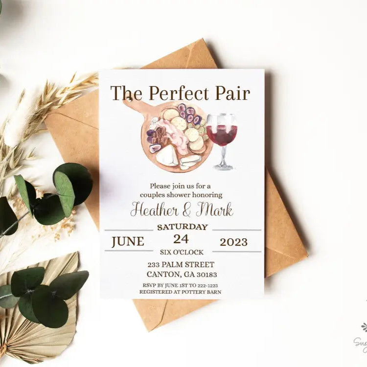 The Perfect Pair Wine Couples Bridal Shower Invitation - Premium from Sugar and Spice Invitations - Just $1.95! Shop now at Sugar and Spice Paper