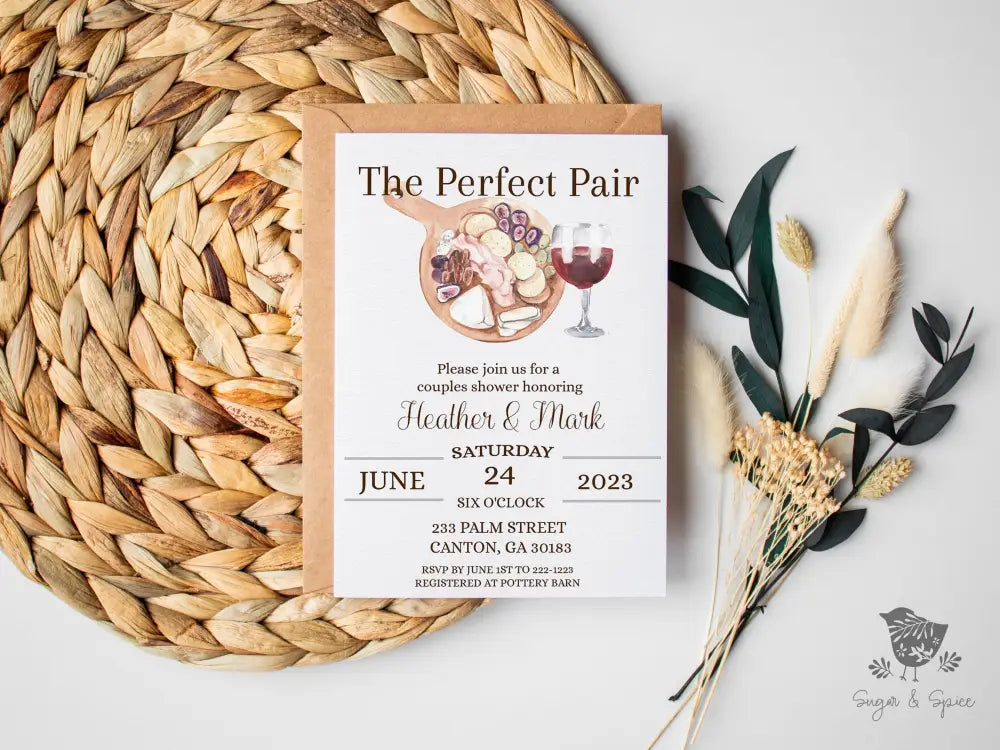 The Perfect Pair Wine Couples Bridal Shower Invitation - Premium from Sugar and Spice Invitations - Just $1.95! Shop now at Sugar and Spice Paper