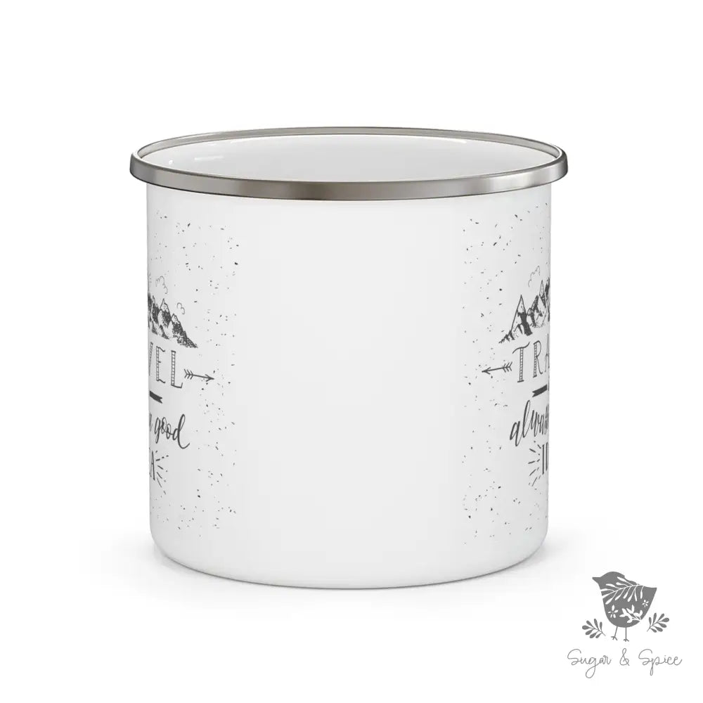 Travel is a Good Idea Enamel Camping Mug - Premium Mug from Printify - Just $18! Shop now at Sugar and Spice Paper