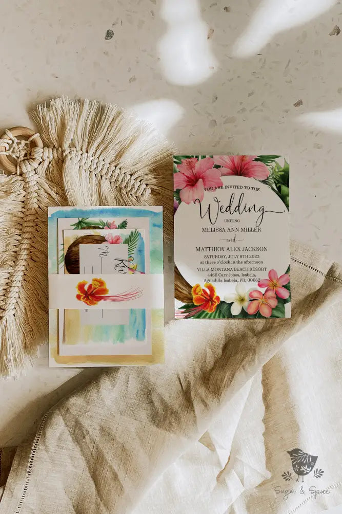 Tropical Destination Wedding Invitation - Premium from Sugar and Spice Invitations - Just $2.10! Shop now at Sugar and Spice Paper