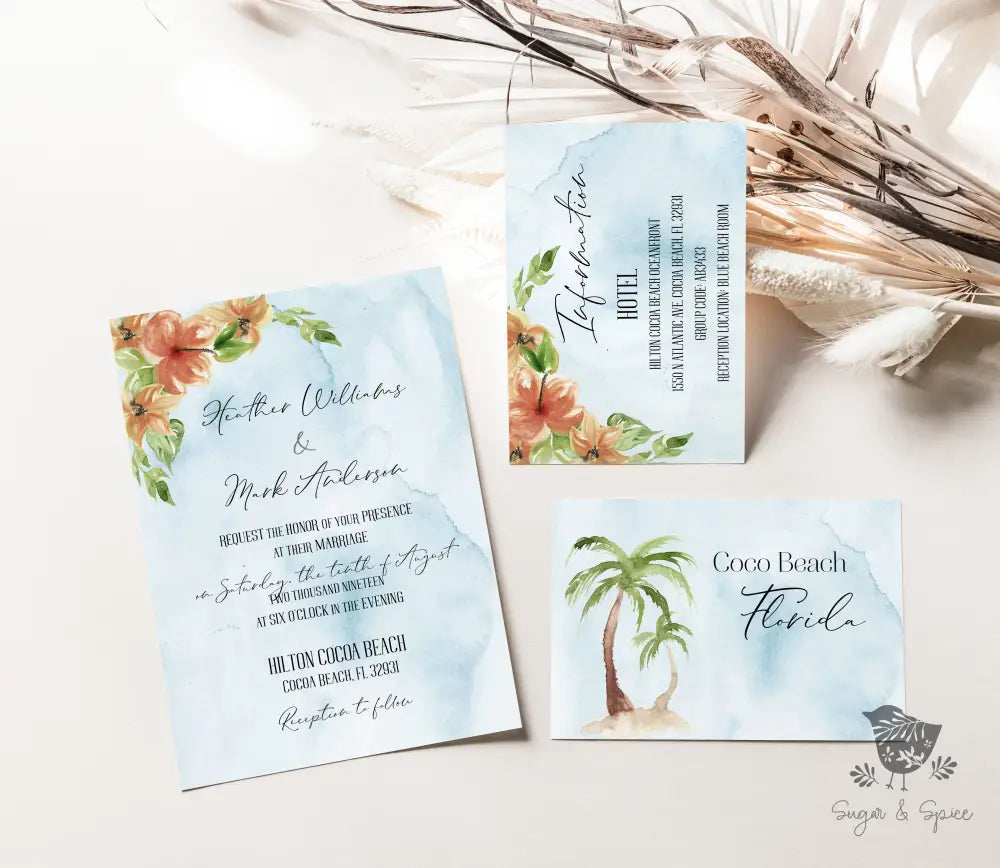 Watercolor Florida Wedding Invitation Suite - Premium from Sugar and Spice Invitations - Just $2.10! Shop now at Sugar and Spice Paper