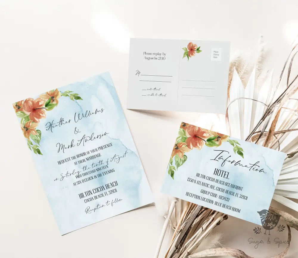 Watercolor Florida Wedding Invitation Suite - Premium from Sugar and Spice Invitations - Just $2.10! Shop now at Sugar and Spice Paper