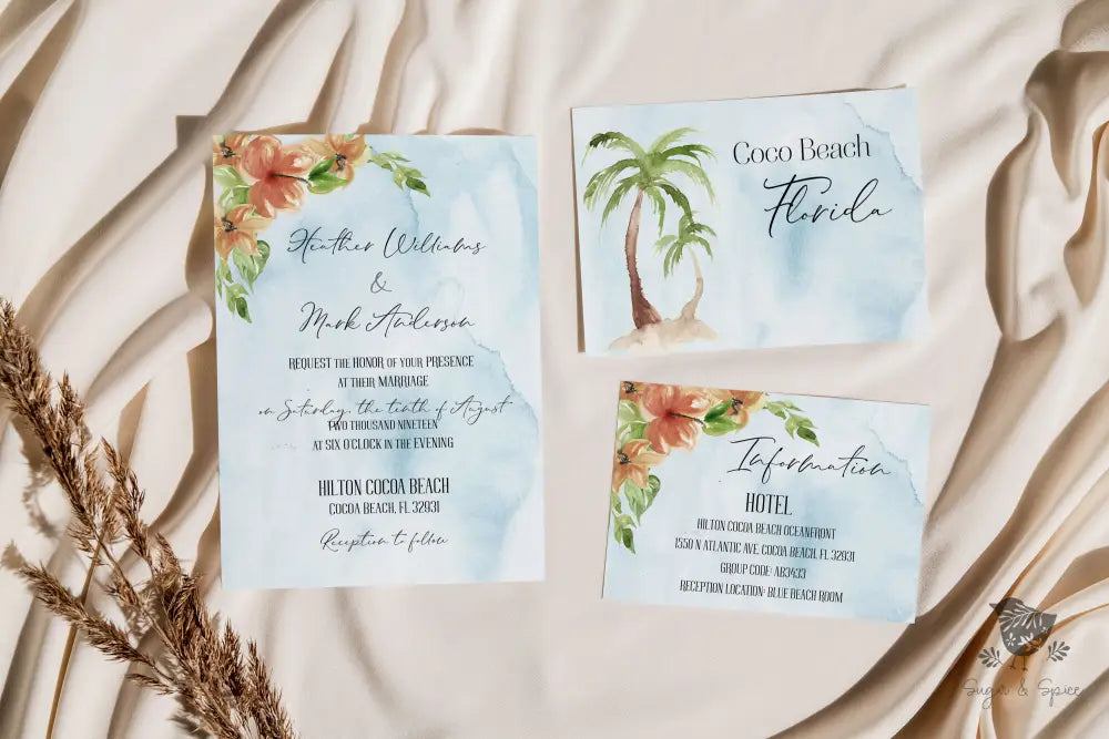 Watercolor Florida Wedding Invitation Suite - Premium from Sugar and Spice Invitations - Just $2.10! Shop now at Sugar and Spice Paper
