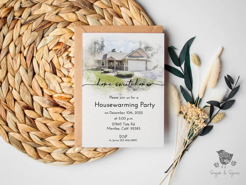 Watercolor House Portrait Housewarming Invitation - Premium Digital File from Sugar and Spice Invitations - Just $2.20! Shop now at Sugar and Spice Paper