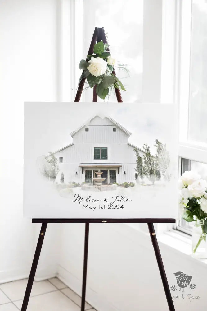 Watercolor Wedding Venue Sign or Guest Book Alterntive - Premium from Sugar and Spice Invitations - Just $65! Shop now at Sugar and Spice Paper