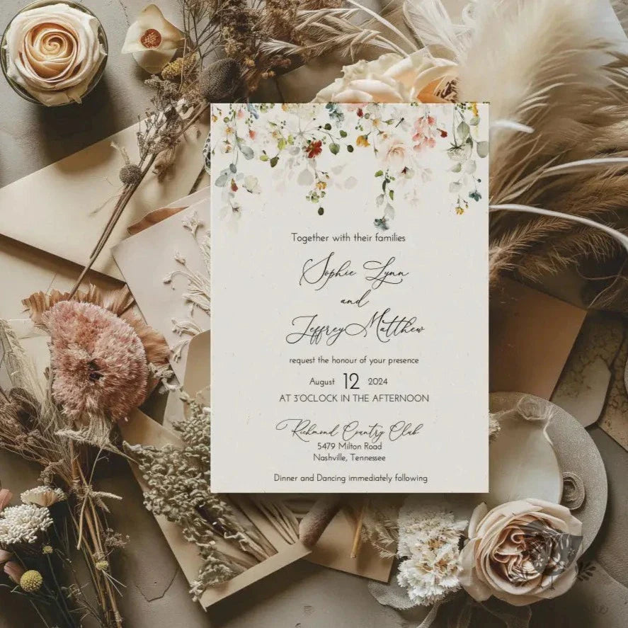 Watercolor Wildflower Wedding Invitation Suite - Premium from Sugar and Spice Invitations - Just $2.15! Shop now at Sugar and Spice Paper