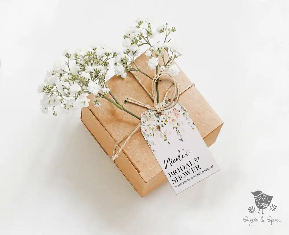Wild Flower Bridal Shower Heart Gift Tag - Premium Craft Supplies & Tools > Party & Gifting > Labels, Stickers & Tags > Tags from Sugar and Spice Invitations - Just $26! Shop now at Sugar and Spice Paper