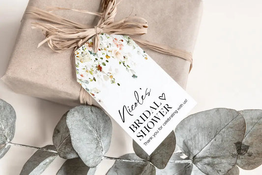 Wild Flower Bridal Shower Heart Gift Tag - Premium Craft Supplies & Tools > Party & Gifting > Labels, Stickers & Tags > Tags from Sugar and Spice Invitations - Just $26! Shop now at Sugar and Spice Paper