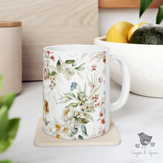 Wild Flower Ceramic Mug - Premium Mug from Printify - Just $18! Shop now at Sugar and Spice Paper