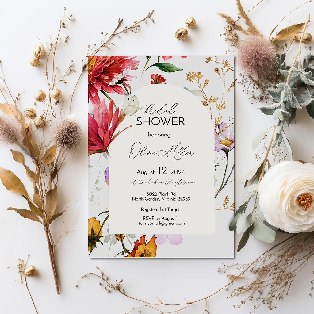 Wildflower Arch Bridal Shower Invitation