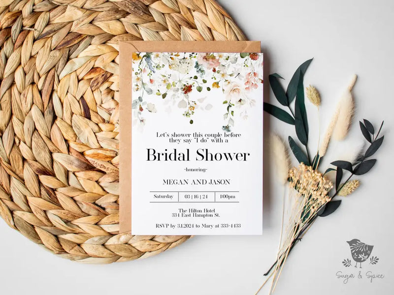 Wildflower Spring Floral Bridal Shower Invitation - Premium  from Sugar and Spice Invitations - Just $1.95! Shop now at Sugar and Spice Paper