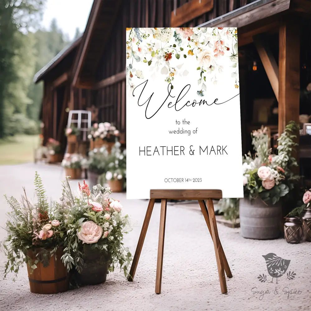 Wildflowers Garden Wedding Welcome Sign - Premium from Sugar and Spice Invitations - Just $35! Shop now at Sugar and Spice Paper