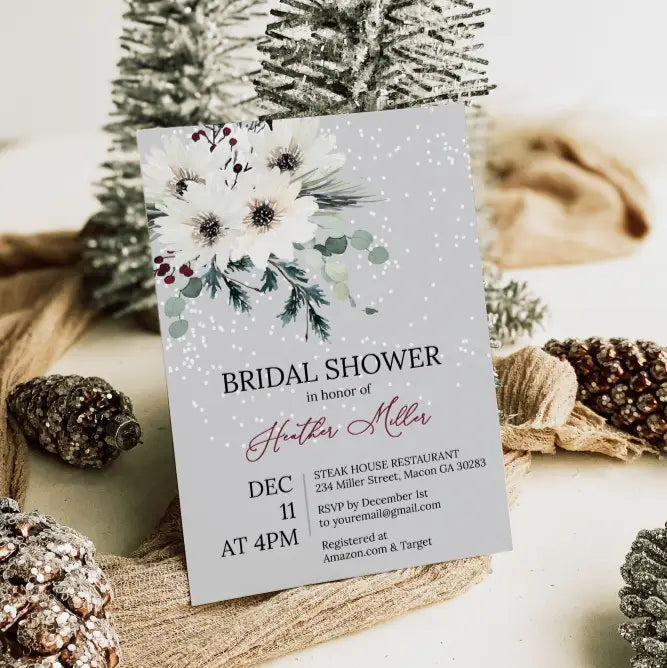 Winter Elegant Snow Baby Shower Invitation - Premium from Sugar and Spice Invitations - Just $1.95! Shop now at Sugar and Spice Paper