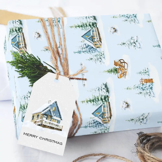 Winter Forest and Cottage Christmas Wrapping Paper - Premium Craft Supplies & Tools > Party & Gifting > Packaging & Wrapping from Sugar and Spice Invitations - Just $26.10! Shop now at Sugar and Spice Paper
