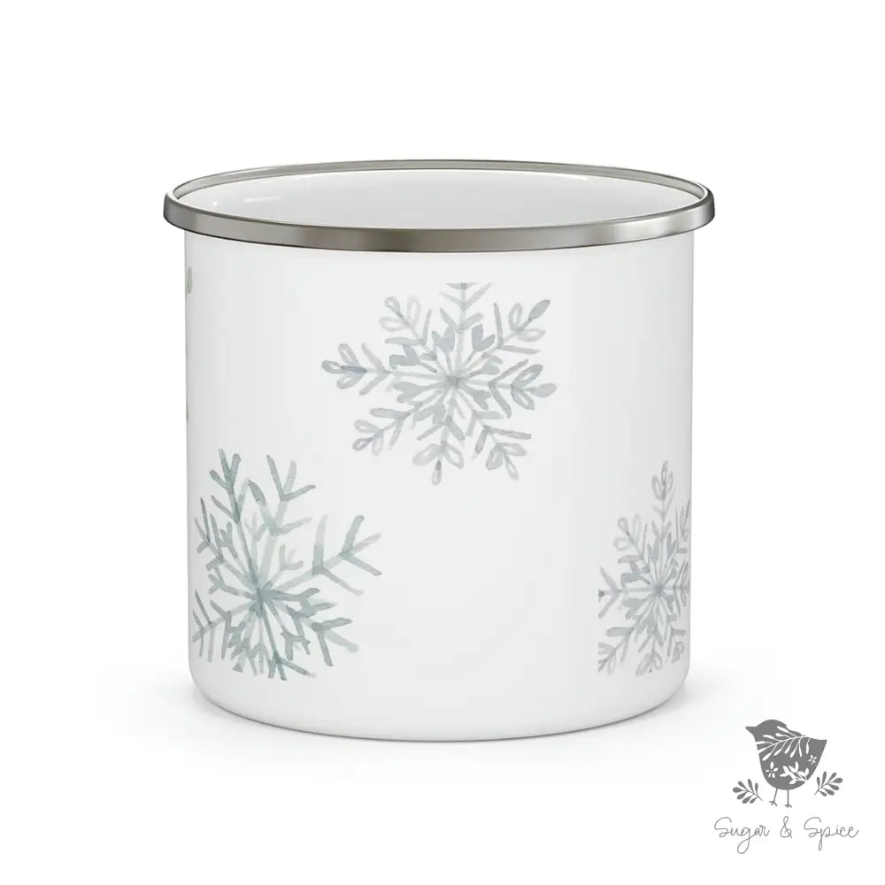 Winter Snowflake Enamel Camping Mug - Premium Mug from Printify - Just $18! Shop now at Sugar and Spice Paper