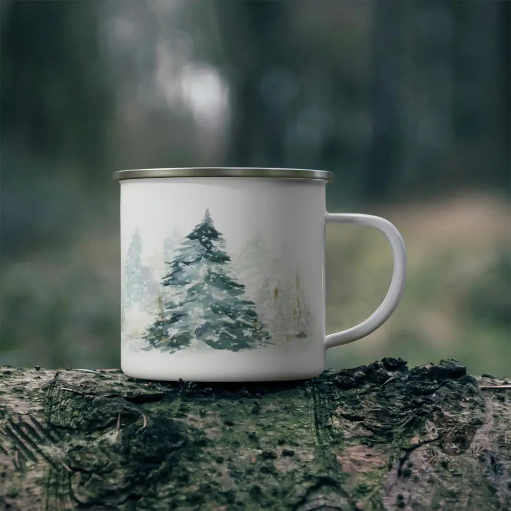 Winter Woodland Enamel Camping Mug - Premium Mug from Printify - Just $18! Shop now at Sugar and Spice Paper