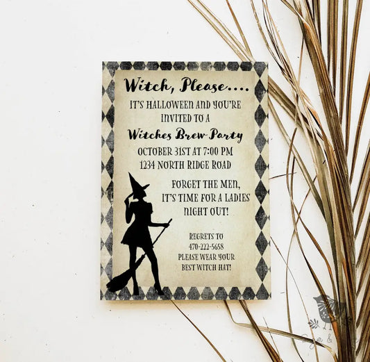 Witch Please Halloween Invitation - Premium Digital File from Sugar and Spice Invitations - Just $2.10! Shop now at Sugar and Spice Paper