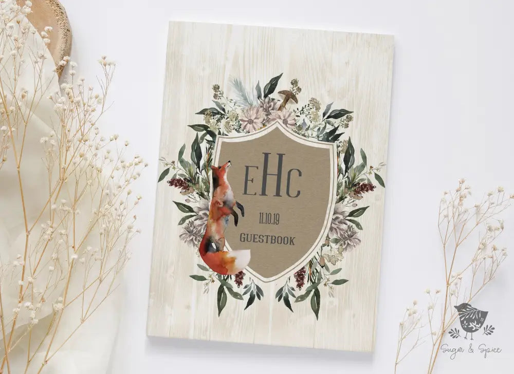 Woodland Fox Rustic Wedding Guest Book - Premium  from Sugar and Spice - Just $45! Shop now at Sugar and Spice Paper