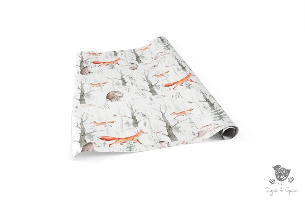 Woodland Fox White Wrapping Paper - Premium Craft Supplies & Tools > Party & Gifting > Packaging & Wrapping from Sugar and Spice Invitations - Just $29! Shop now at Sugar and Spice Paper