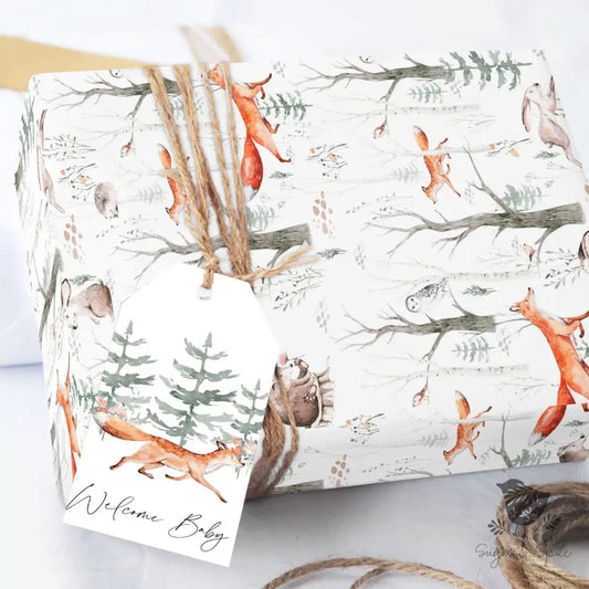 Woodland Fox White Wrapping Paper - Premium Craft Supplies & Tools > Party & Gifting > Packaging & Wrapping from Sugar and Spice Invitations - Just $29! Shop now at Sugar and Spice Paper
