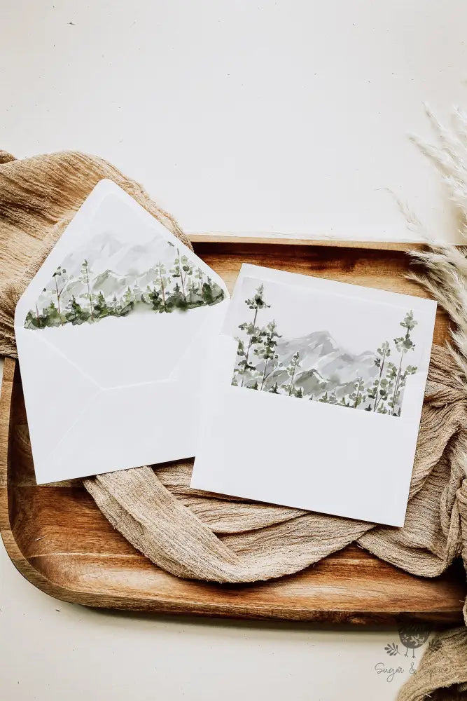 Woodland Mountain Envelope Liner - Premium from Sugar and Spice Invitations - Just $1.10! Shop now at Sugar and Spice Paper