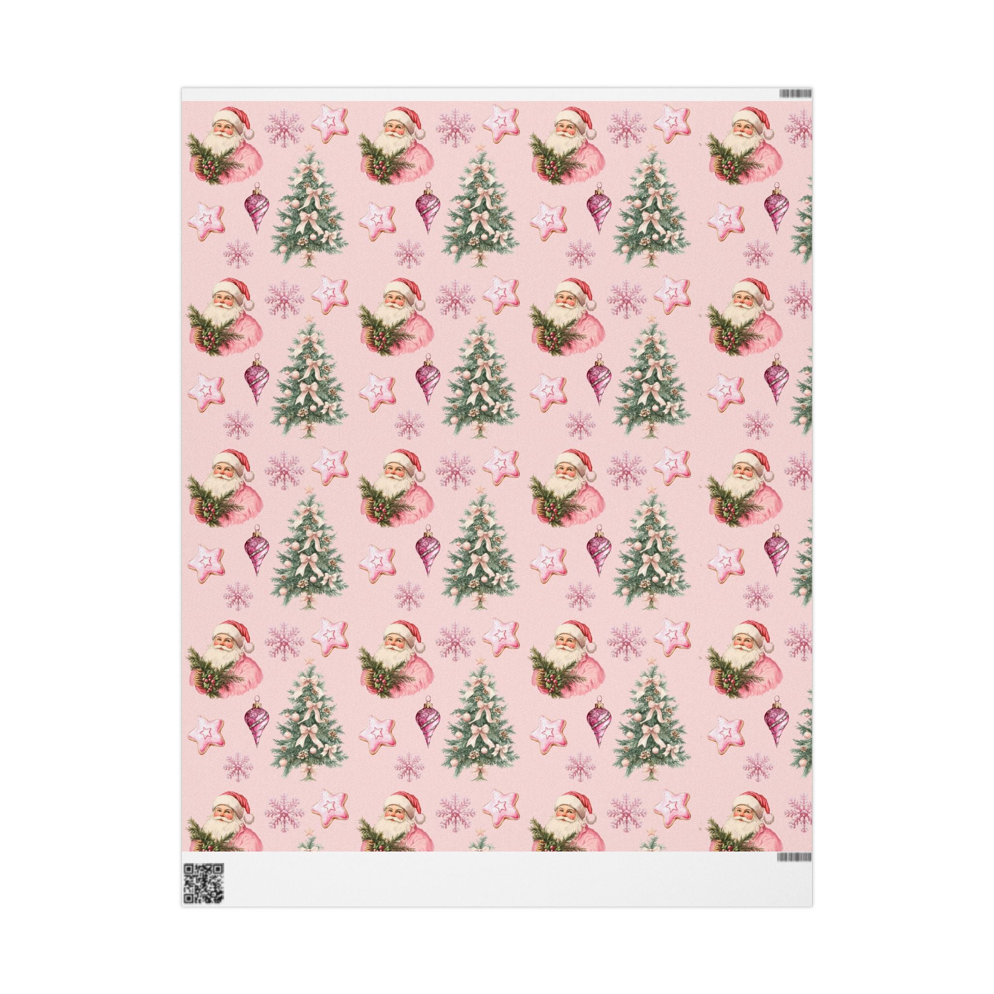 Pink Santa and Christmas Tree Wrapping Papers