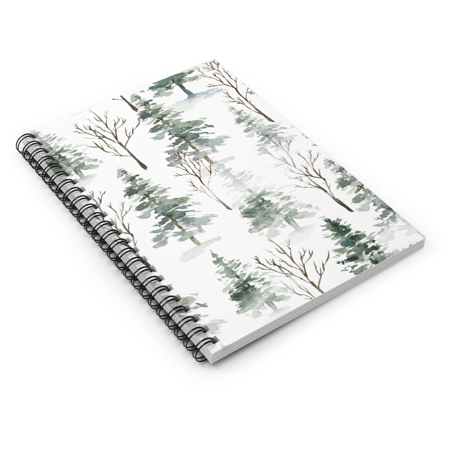 Watercolor Winter Forest Spiral Notebook Ruled Journal
