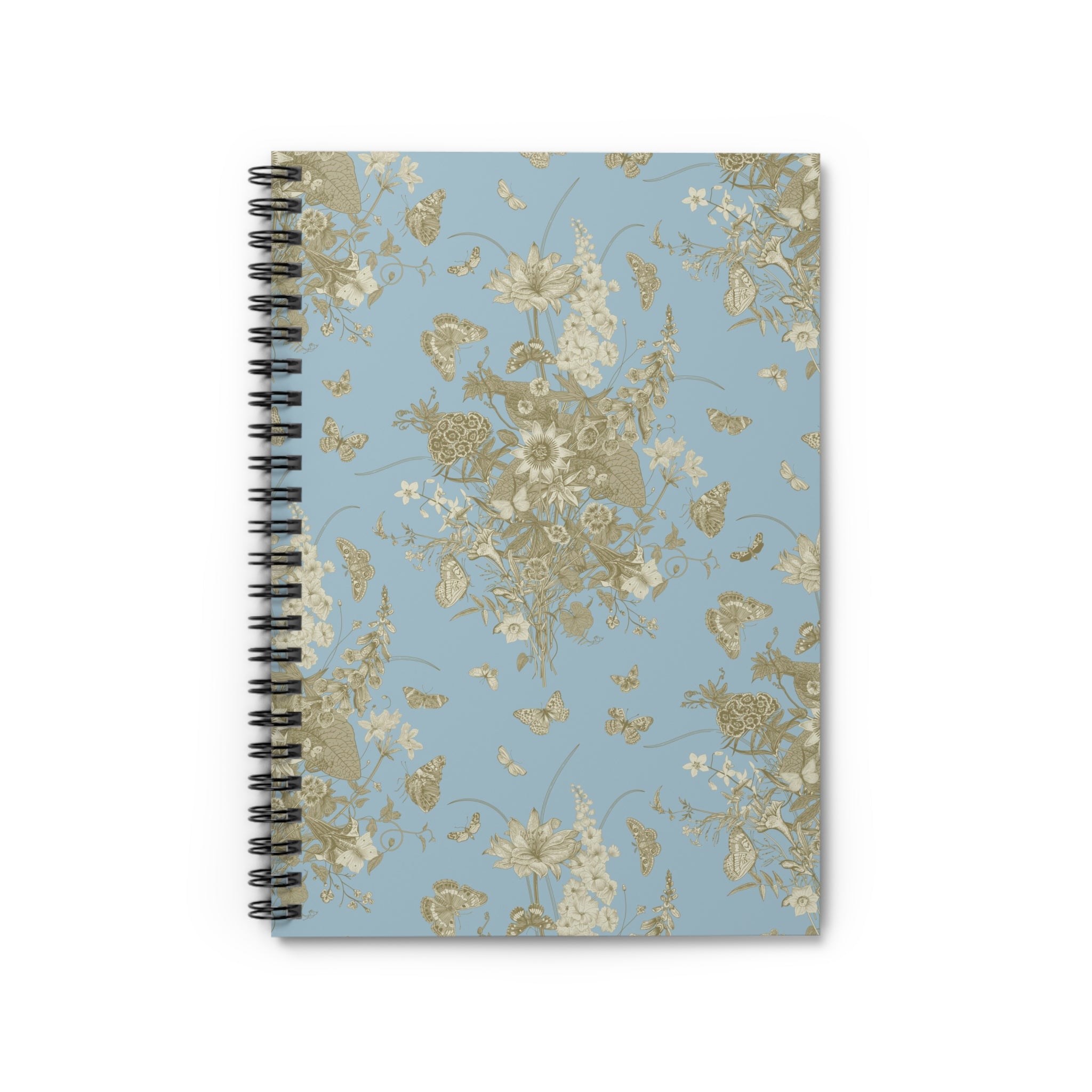 Vintage Garden Blue and Gold Flowers Spiral Notebook