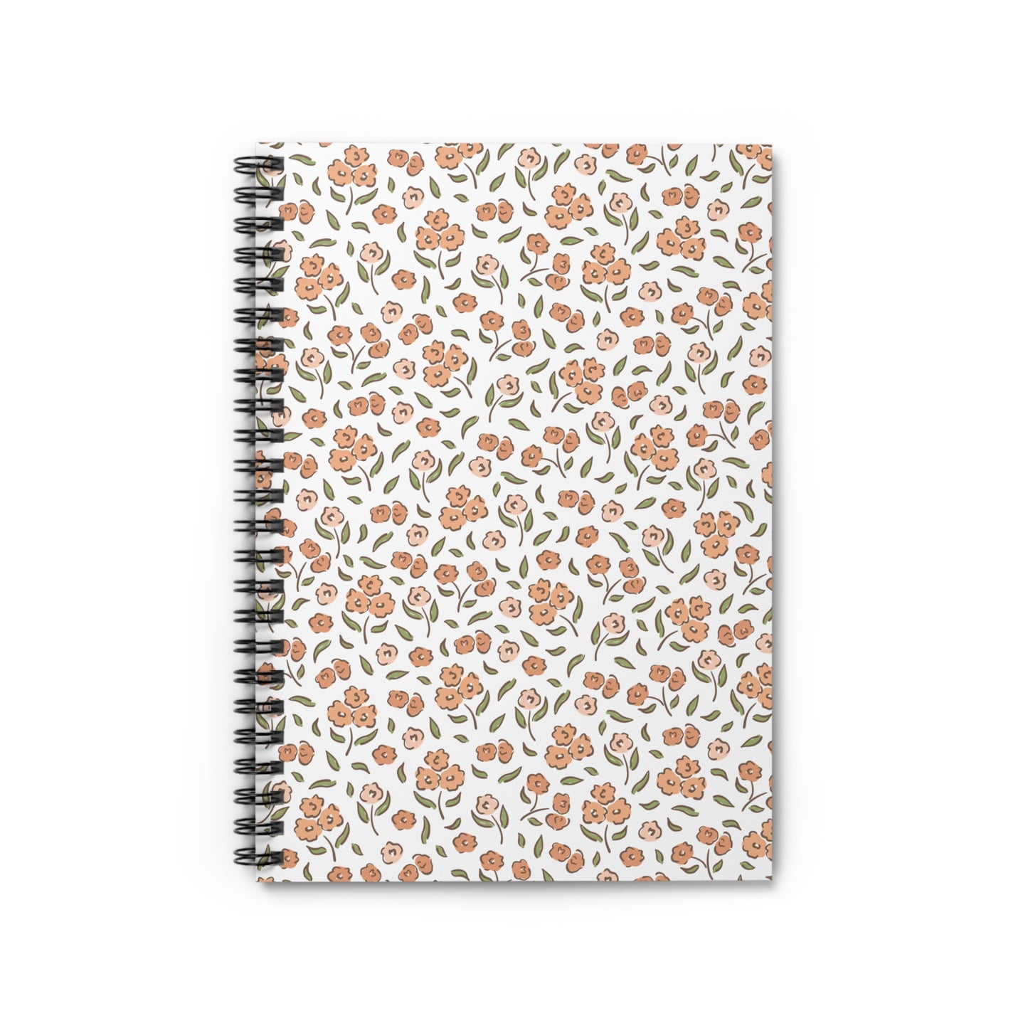 Pink Floral Orange Spiral Notebook
