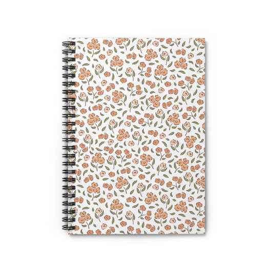 Pink Floral Orange Spiral Notebook