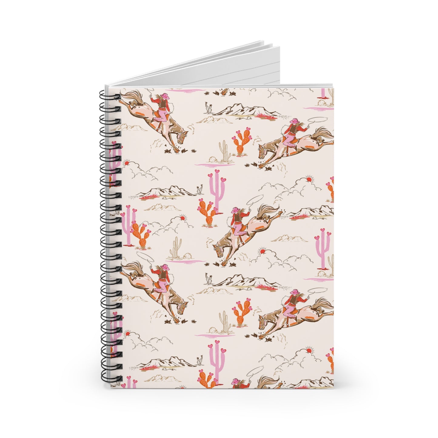 Howdy Cowgirl Hearts Spiral Notebook Journal for Western Kids & Teens