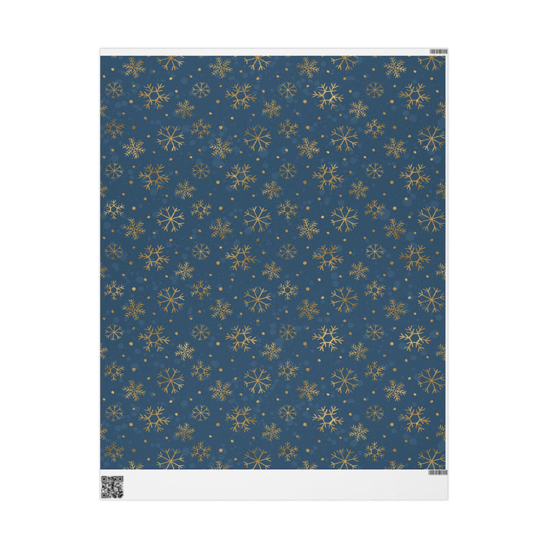 Gold Snowflak Blue Wrapping Paper