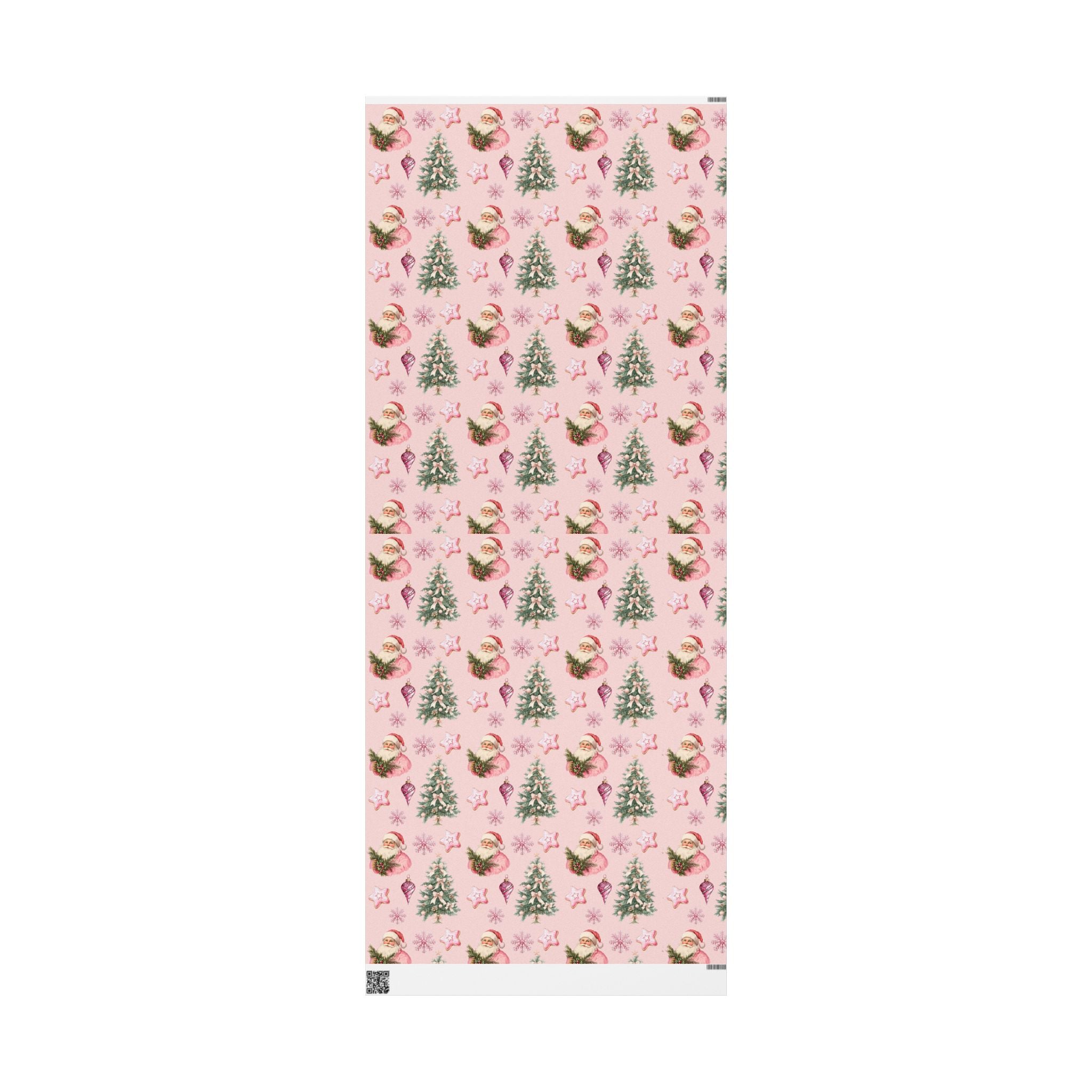 Pink Santa and Christmas Tree Wrapping Papers