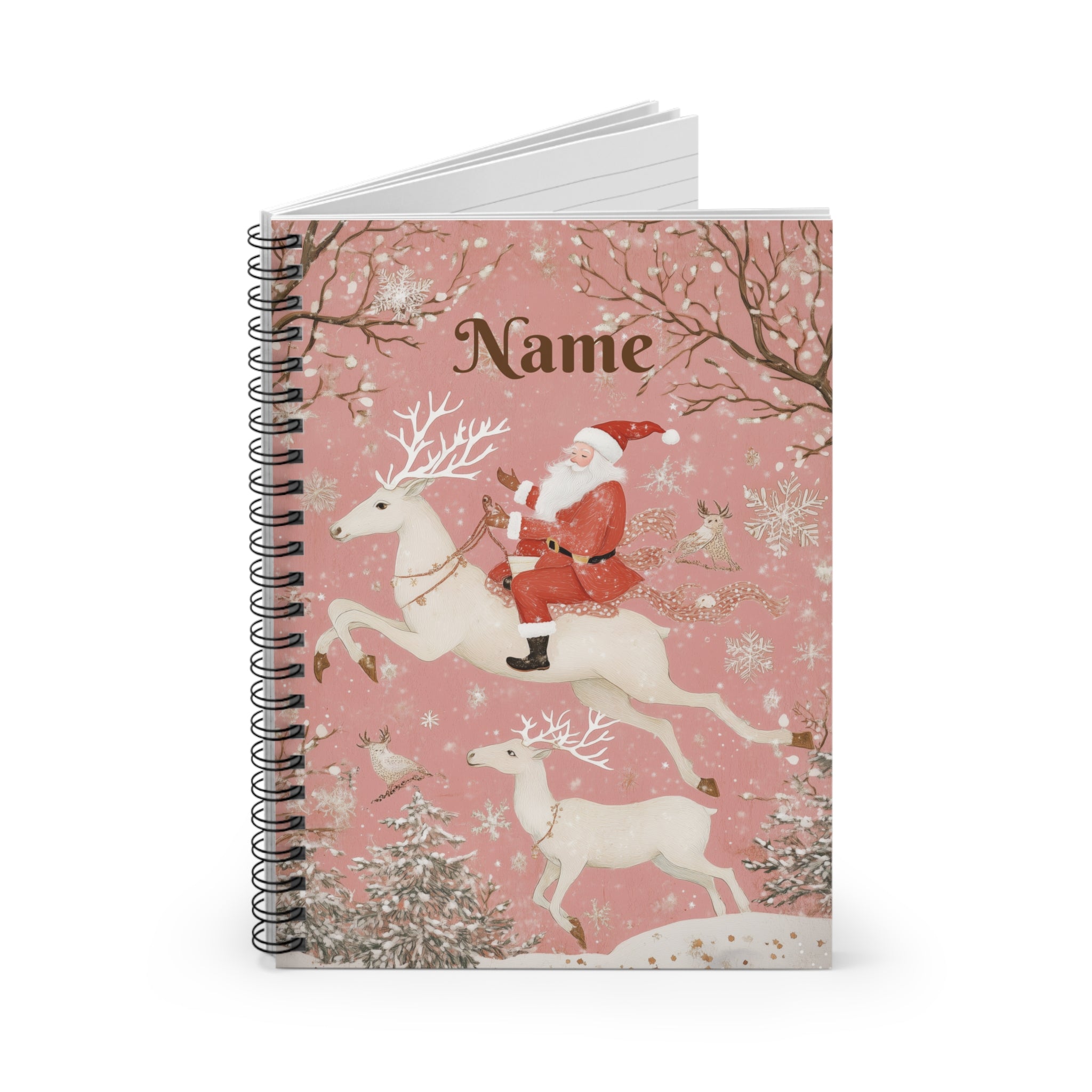 Pink Vintage Snow and Santa Christmas Notebook