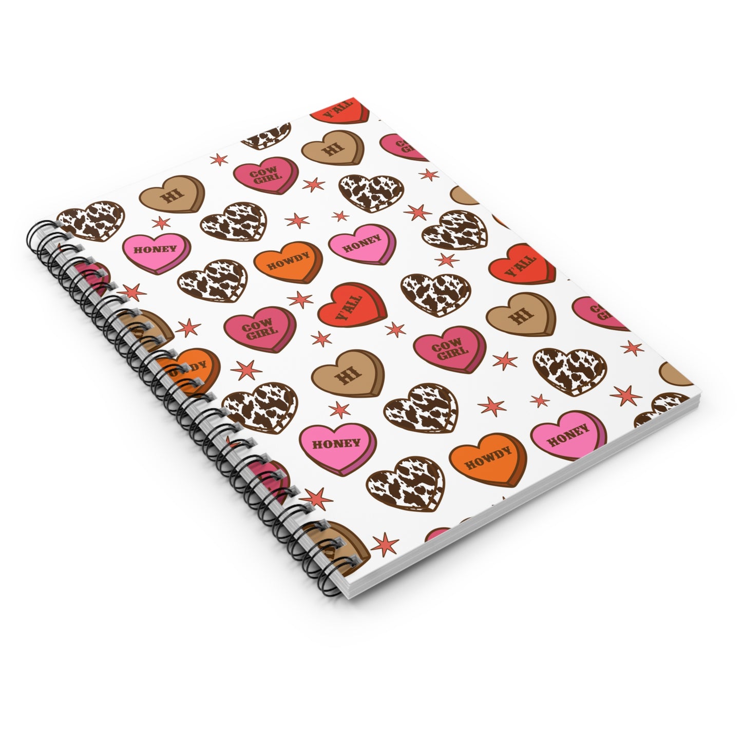 Cowgirl Love Spiral Notebook — Howdy Hearts Ruled Journal