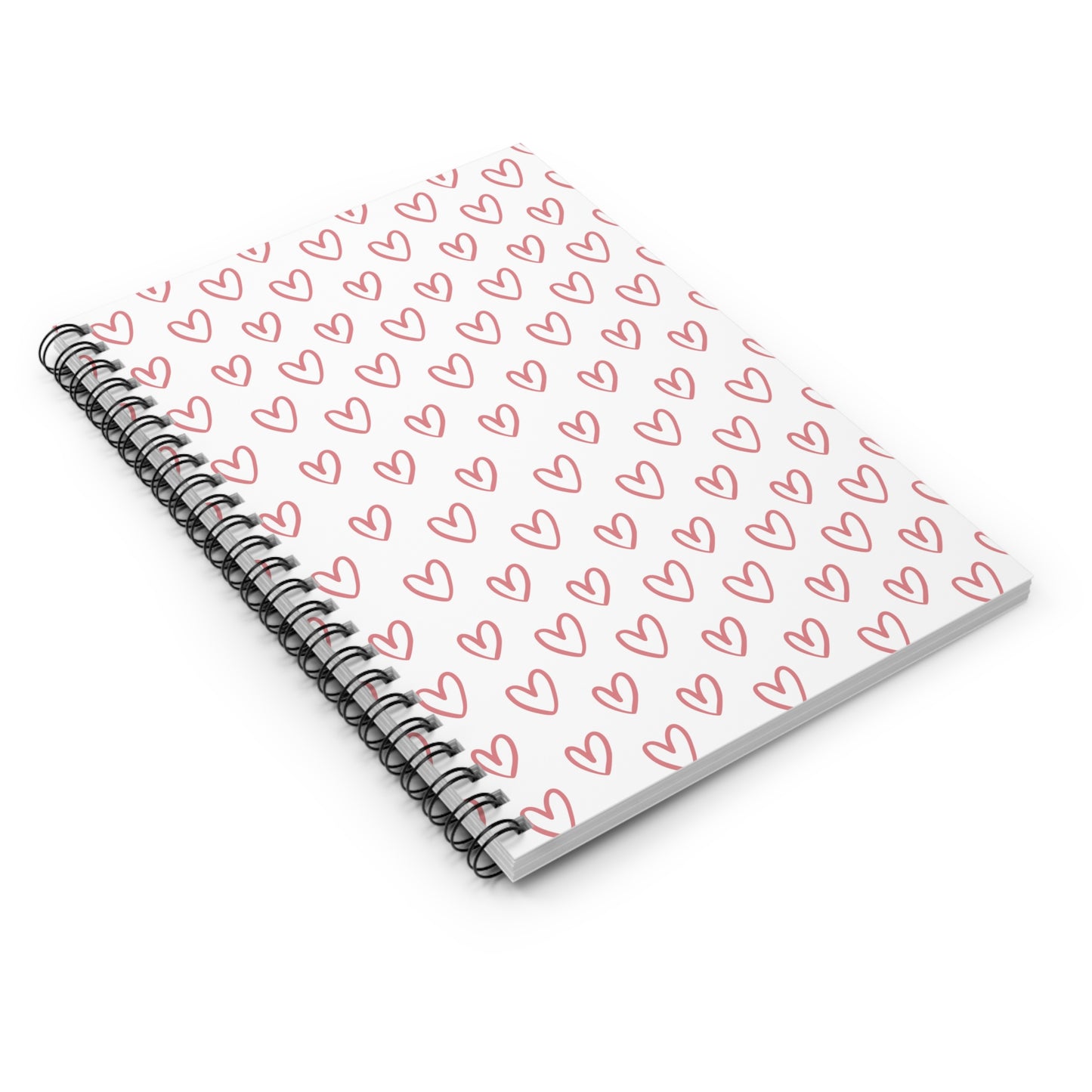 Pink Hearts Valentine Spiral Notebook — Ruled Love Journal for Valentine's Day