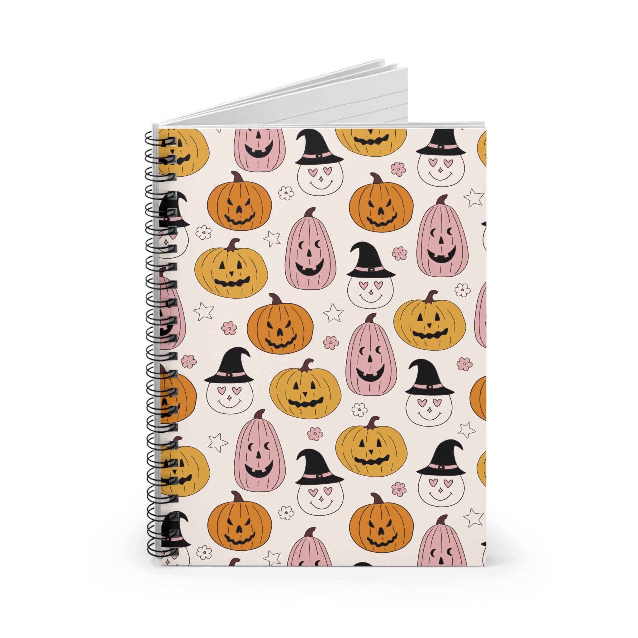 Halloween Pink Pumpkin Witch Hat Notebook